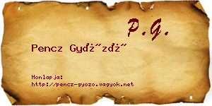 Pencz Győző névjegykártya